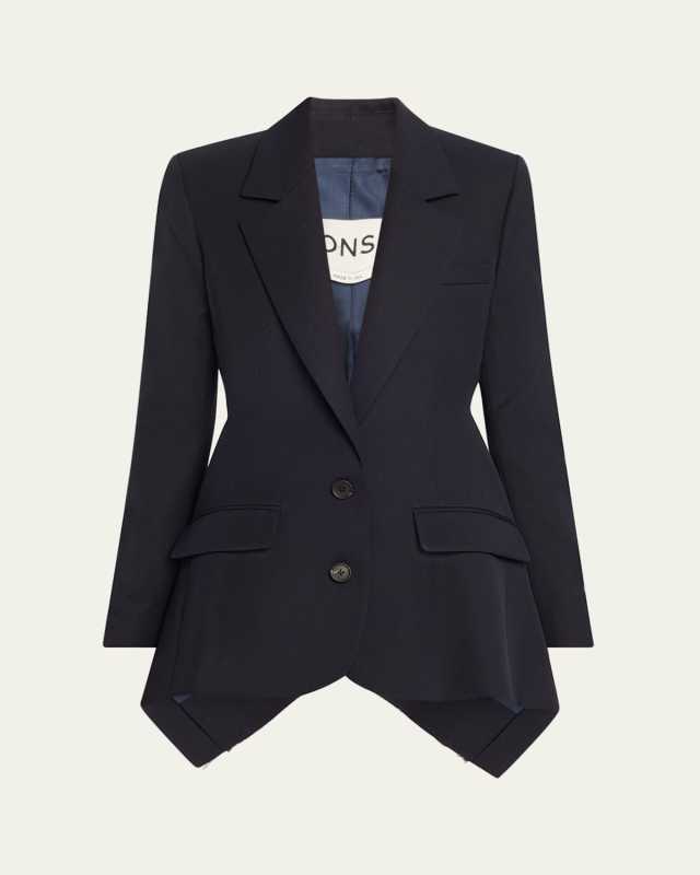 Oversized Slashed Wool Blazer Jacket